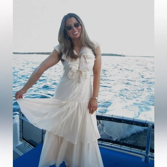 NWT Nordstrom CIEBON Stelanie Flutter Sleeve Tiered Cocktail Maxi Dress Sz S - Picture 9 of 15